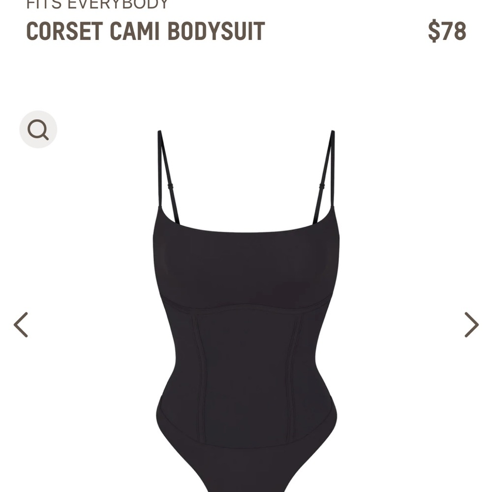 NWT Never Worn Skims Fits Everybody Corset Cami Bodysuit Color Onyx Size Medium